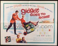3w172 GIDGET GOES TO ROME 1/2sh '63 James Darren & Cindy Carol by Italy's Coliseum!