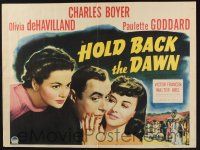 3w201 HOLD BACK THE DAWN style B 1/2sh '41 Charles Boyer loves Goddard & Olivia de Havilland!