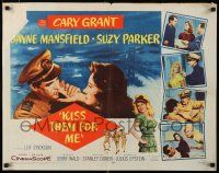 3w232 KISS THEM FOR ME 1/2sh '57 romantic art of Cary Grant & Suzy Parker, plus sexy Jayne Mansfield