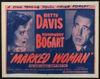 3w257 MARKED WOMAN 1/2sh R56 Bette Davis two-timing her way to love with Humphrey Bogart!