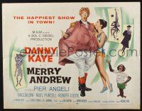 3w267 MERRY ANDREW 1/2sh '58 art of laughing Danny Kaye, Pier Angeli & chimp!
