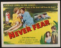3w285 NEVER FEAR 1/2sh '50 Ida Lupino, Sally Forrest doesn't stop loving when things go wrong!