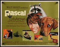 3w311 RASCAL 1/2sh '69 Walt Disney, great art of Bill Mumy with raccoon & dog!
