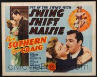 3w362 SWING SHIFT MAISIE style A 1/2sh '43 sexy Ann Sothern over clock art, James Craig!