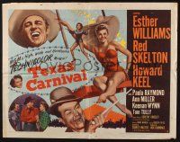 3w370 TEXAS CARNIVAL style B 1/2sh '51 Red Skelton, art of sexy Esther Williams wearing swimsuit!