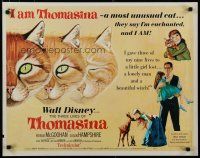 3w377 THREE LIVES OF THOMASINA 1/2sh '64 Walt Disney, great art of winking & smiling cat!