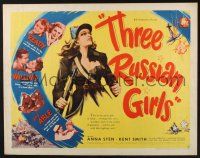 3w378 THREE RUSSIAN GIRLS style A 1/2sh '43 Anna Sten, Kent Smith, World War II!