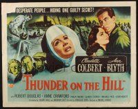 3w379 THUNDER ON THE HILL style A 1/2sh '51 Claudette Colbert, 6 desperate people hiding 1 secret!