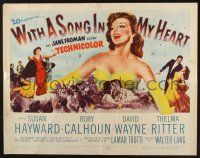 3w416 WITH A SONG IN MY HEART 1/2sh '52 artwork of elegant Susan Hayward as singer Jane Froman!