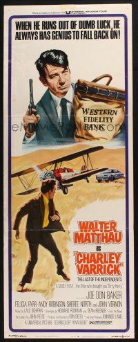 3w491 CHARLEY VARRICK insert '73 Walter Matthau in Don Siegel crime classic!