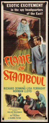 3w534 FLAME OF STAMBOUL insert '51 Richard Denning, exotic Cairo flares with intrigue!