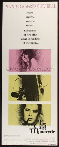 3w548 GIRL ON A MOTORCYCLE insert '68 sexy biker Marianne Faithfull is Naked Under Leather!