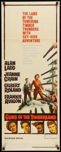 3w555 GUNS OF THE TIMBERLAND insert '60 Alan Ladd, Jeanne Crain, first Frankie Avalon!