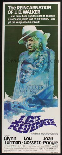 3w581 J.D.'S REVENGE insert '76 Louis Gossett Jr., cool reincarnation tombstone artwork!