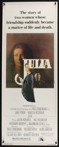 3w586 JULIA insert '77 artwork of Jane Fonda & Vanessa Redgrave by Richard Amsel!