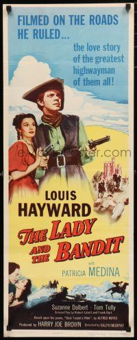 3w593 LADY & THE BANDIT insert '51 artwork of Louis Hayward as Dick Turpin & Patricia Medina!