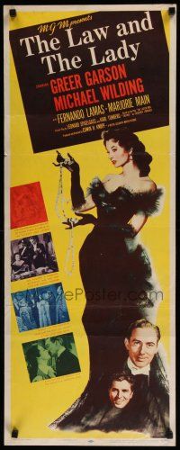 3w599 LAW & THE LADY insert '51 great full-length sexiest artwork of Greer Garson in all black gown!