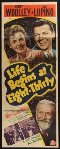 3w608 LIFE BEGINS AT EIGHT-THIRTY insert '42 Monty Woolley, Ida Lupino, Irving Pichel