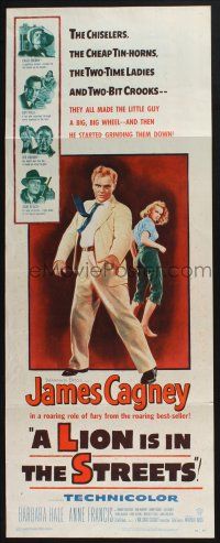 3w611 LION IS IN THE STREETS insert '53 James Cagney, two-time ladies & two-bit crooks!