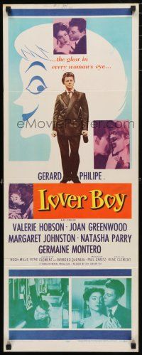 3w625 LOVER BOY insert '55 Rene Clement's Monsieur Ripois, Philipe, Valerie Hobson