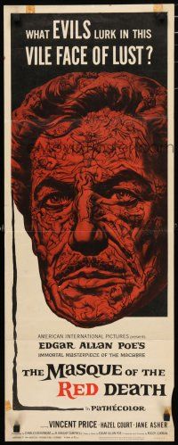 3w637 MASQUE OF THE RED DEATH insert '64 cool montage art of Vincent Price by Reynold Brown!