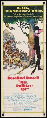 3w656 MRS. POLLIFAX - SPY insert '71 Rosalind Russell, wacky Frank Frazetta artwork!