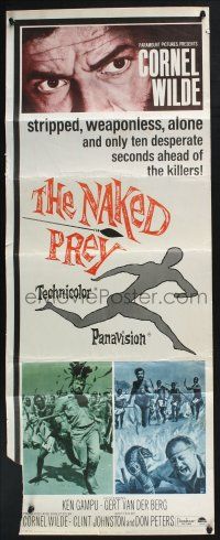 3w661 NAKED PREY insert '65 Cornel Wilde stripped and weaponless in Africa running from killers!