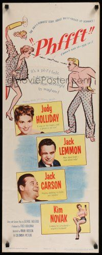 3w691 PHFFFT insert '54 Jack Lemmon, Kim Novak, Judy Holliday, great art of marital fight!