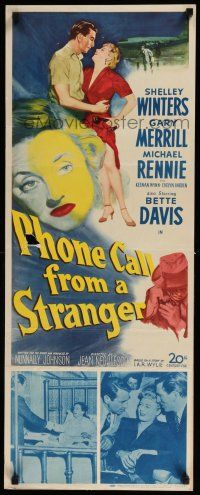 3w692 PHONE CALL FROM A STRANGER insert '52 Bette Davis, Shelley Winters, Michael Rennie!