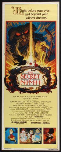 3w749 SECRET OF NIMH insert '82 Don Bluth, cool mouse fantasy cartoon artwork by Tim Hildebrandt!