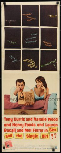 3w754 SEX & THE SINGLE GIRL insert '65 great of Tony Curtis & sexiest Natalie Wood in bed!