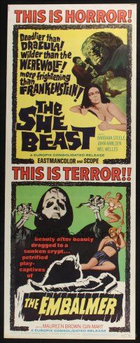 3w756 SHE BEAST/EMBALMER insert '66 deadlier than Dracula, wilder than the Werewolf!