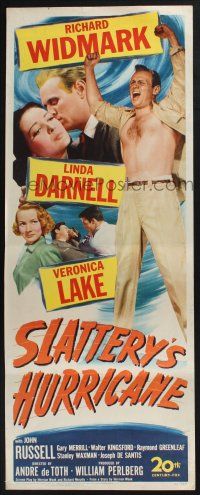 3w761 SLATTERY'S HURRICANE insert '49 sexy Veronica Lake, Linda Darnell & Richard Widmark!