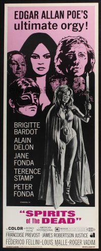 3w773 SPIRITS OF THE DEAD insert '69 Federico Fellini, artwork of sexy Brigitte Bardot!