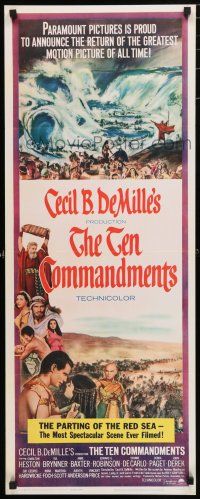 3w786 TEN COMMANDMENTS insert R66 Cecil B. DeMille classic starring Charlton Heston & Yul Brynner!