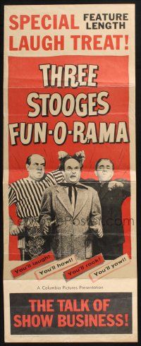 3w800 THREE STOOGES FUN-O-RAMA insert '59 wacky image of Moe Howard, Larry Fine & Joe Besser!