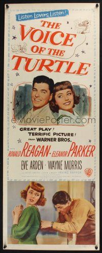 3w837 VOICE OF THE TURTLE insert '48 c/u of smiling Ronald Reagan & Eleanor Parker back-to-back!