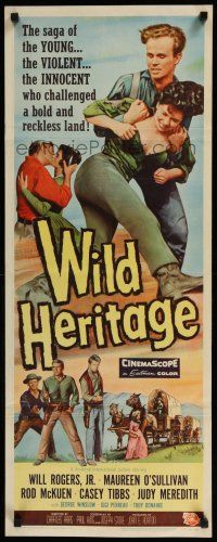 3w847 WILD HERITAGE insert '58 Will Rogers Jr. & Maureen O'Sullivan in a bold and reckless land!