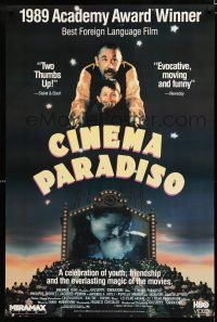 3x718 CINEMA PARADISO video poster '89 great image of Philippe Noiret & Salvatore Cascio!