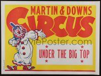 3x149 MARTIN & DOWNS CIRCUS 21x28 circus poster '70s under the big top, art of laughing clown!