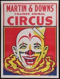 3x150 MARTIN & DOWNS TRAINED ANIMAL CIRCUS 21x28 circus poster '70s art of giant clown head!