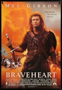 3x581 BRAVEHEART advance 27x39 Dutch commercial poster '95 Mel Gibson as William Wallace!