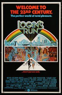 3x633 LOGAN'S RUN 2-sided 23x35 commercial poster '76 classic image, w/ Midway on the back!