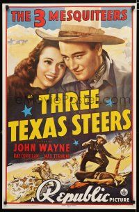 3x680 THREE TEXAS STEERS 23x35 commercial poster '71 John Wayne as one of the Three Mesquiteers!