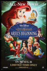 3x762 LITTLE MERMAID: ARIEL'S BEGINNING 26x40 video poster '08 cool animated image of cast!
