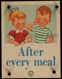 3x061 AFTER EVERY MEAL 2-sided 11x15 Canadian special '60s cool art of children brushing teeth!