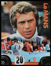 3x302 LE MANS orange title special 17x22 '71 great close up image of race car driver Steve McQueen!