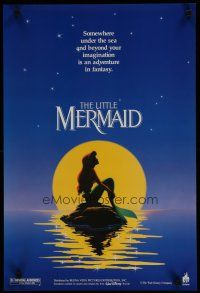 3x307 LITTLE MERMAID special 18x26 '89 Ariel in moonlight, Disney underwater cartoon!