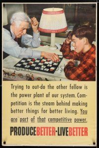 3x078 PRODUCE BETTER LIVE BETTER 24x36 motivational poster '48 Victor Wells art of checkers game!
