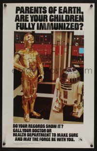 3x359 STAR WARS HEALTH DEPARTMENT POSTER 14x22 special '77 C3P0 & R2D2 check immunizations!